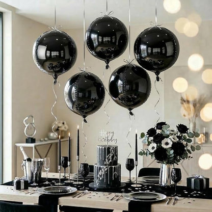 6pcs Black Foil Balloons 22inch Round Balloons - Image 6