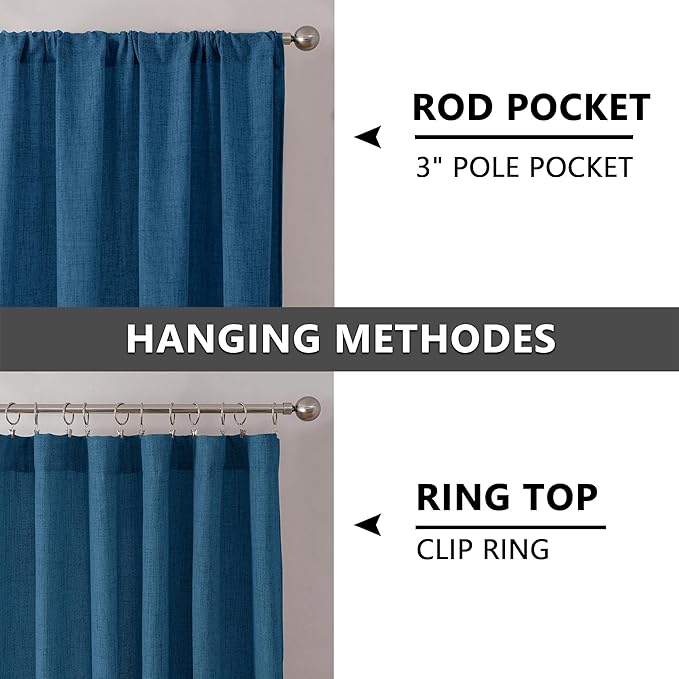 Tollpiz Linen Curtain Bedroom Rod Pocket Semi Sheer Curtains Burlap Light - Image 5