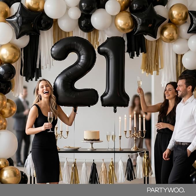 PartyWoo Number Balloons 40 Inch Black Number 21 Kit 33pcs - Image 4