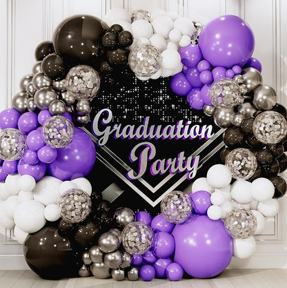 ALL-IN-1 Purple and Black White Balloons Garland & Arch Kit – Small and Large - Image 6