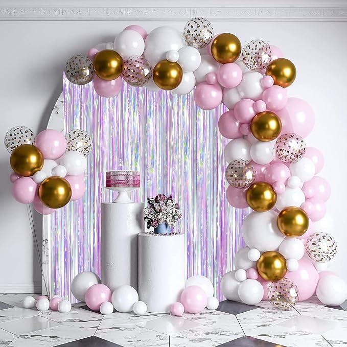Voircoloria Iridescent Purple Fringe Backdrop Curtains, 3 Pack | Tinsel - Image 7