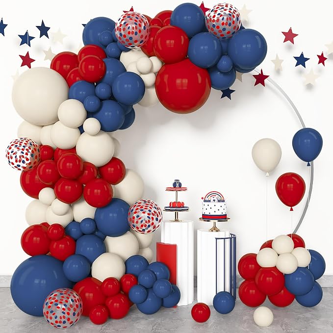 Amandir 153Pcs Red White Blue Balloon Arch Kit, Different Sizes 18 12 10 5 Inch by Amandir