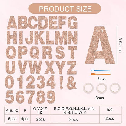 BEISHIDA Glitter Rose Gold 116 PCS A-Z DIY Letter Custom Banner Party Decor | - Image 2