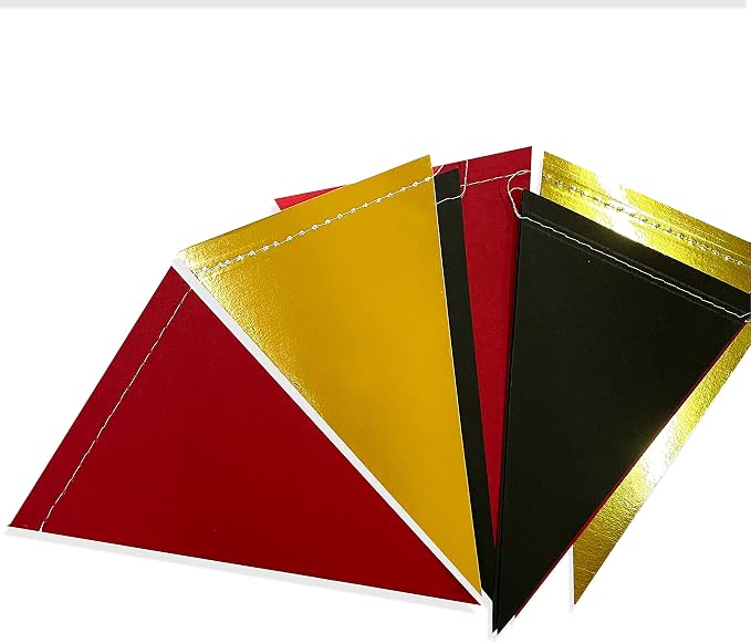 30 Ft Red Black and Gold Party Decorations Hanging Paper Triangle Banner - Image 3