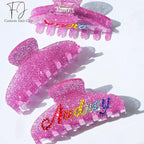Personalized Colorful Name Hair Claw Clips for Women,Custom Hair Clips with Diamond,Cute Hair Accessories 4",Handmade Rhinestones Hair Clamp Gifts for Mom,Bride,Wife,Bridesmaid（Rose Red Glitter）