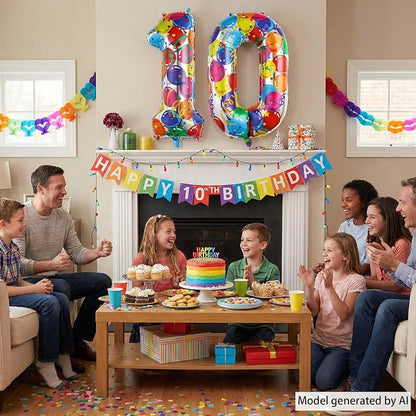 40 Inch Rainbow Number 0 Balloon, Large Colorful Mylar Foil Number Balloons 0-9 - Image 6
