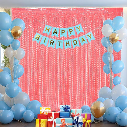 Wavy 4 Pack Watermelon Red Foil Curtain Backdrop - Image 7