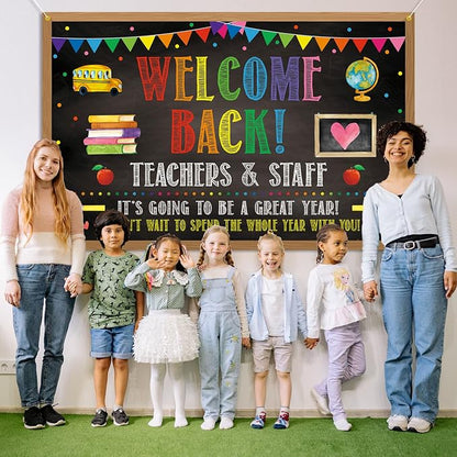 Welcome Back Backdrop Banner Back to School Backdrop Decoration First Day of - Image 3