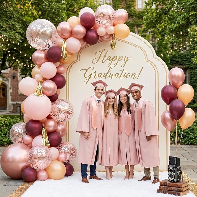 Burgundy Balloons, 12 Inches Maroon Rose Gold Balloons Wine Red and Champagne - Image 4