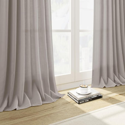 Stone Grey Linen Curtains 108 Inches Long - Image 5