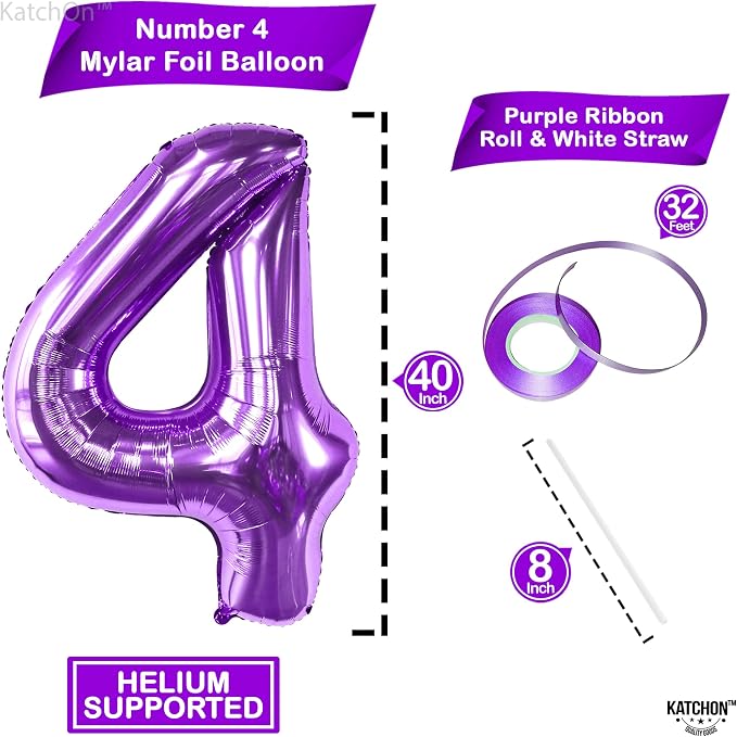 KatchOn Giant Purple 4 Balloon Number - Image 2
