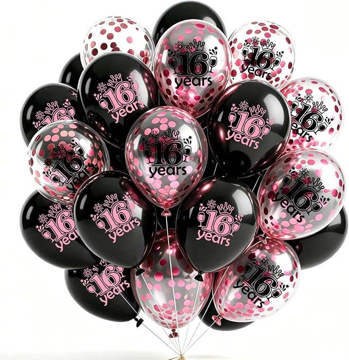 Black Whiet Confetti Balloons, by Hongplus