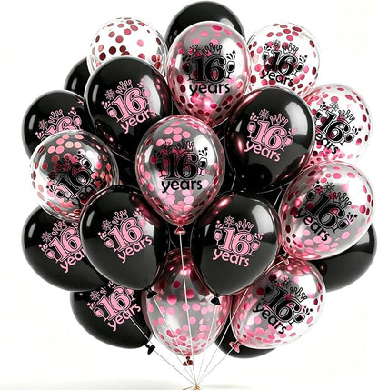 Black Whiet Confetti Balloons, by Hongplus