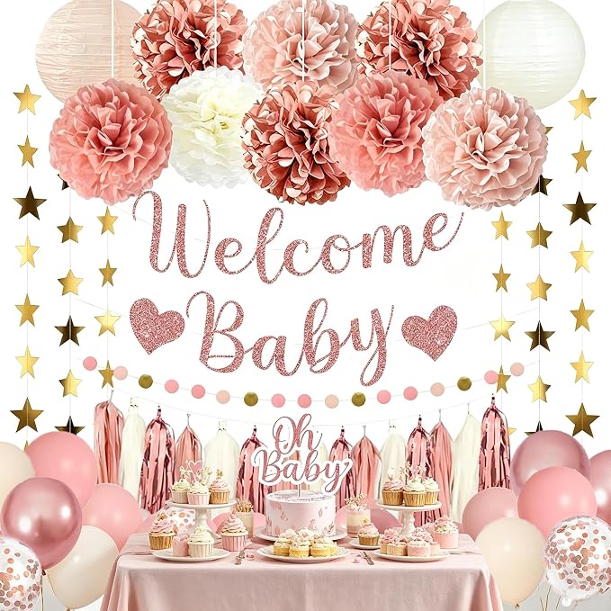 Amandir Rose Gold Baby Shower Decorations by Amandir