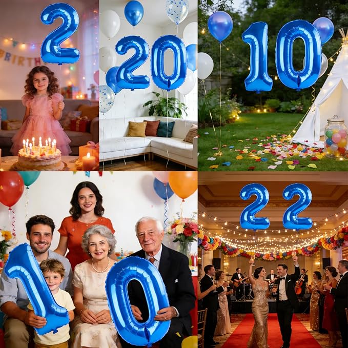 40 Inch Number 2 Balloons for 2nd Birthday Party Decorations, 0-100 Dark Blue - Image 7