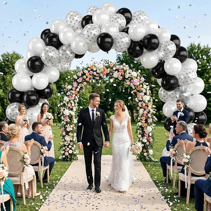 Black and White Bow Balloons, 12 Inch Pearl White Black Bow Printed Balloon - Image 6