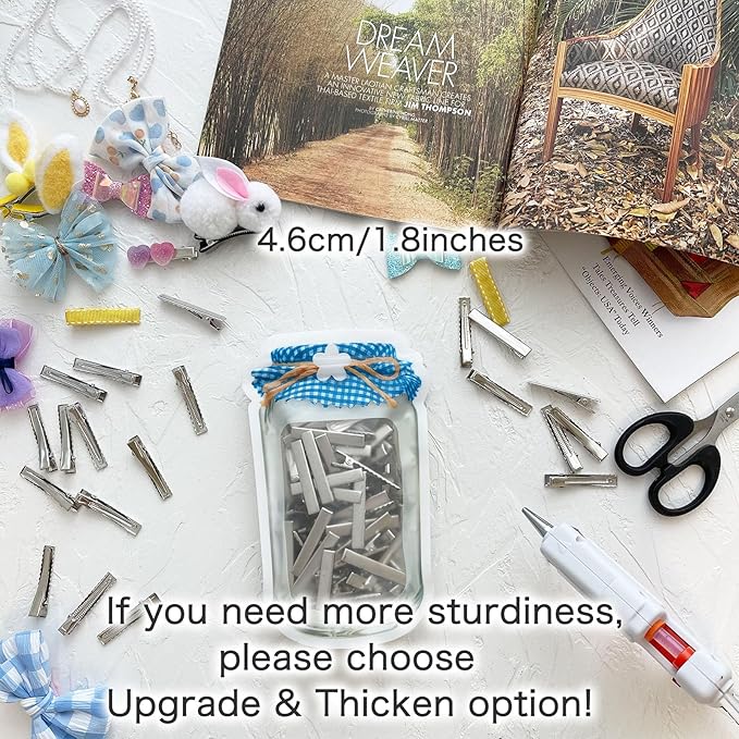 HiJeaton 90Pcs Alligator Hair Clips for Bow Making, 4.6cm/1.8" Metal Gator Clips, Large Plain DIY Supplies for Crafts and Hairdresser