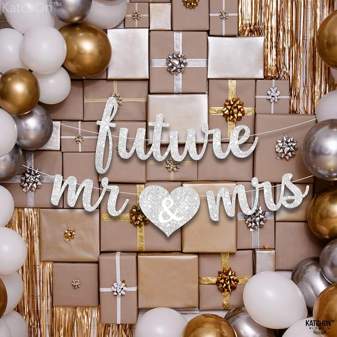 KatchOn Glitter Future Mr & Mrs Banner 10 Ft, Engagement Party Decorations | - Image 6