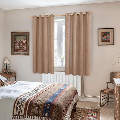 YoungsTex 63 Inch Length Mocha Brown Linen Curtains - Image 2