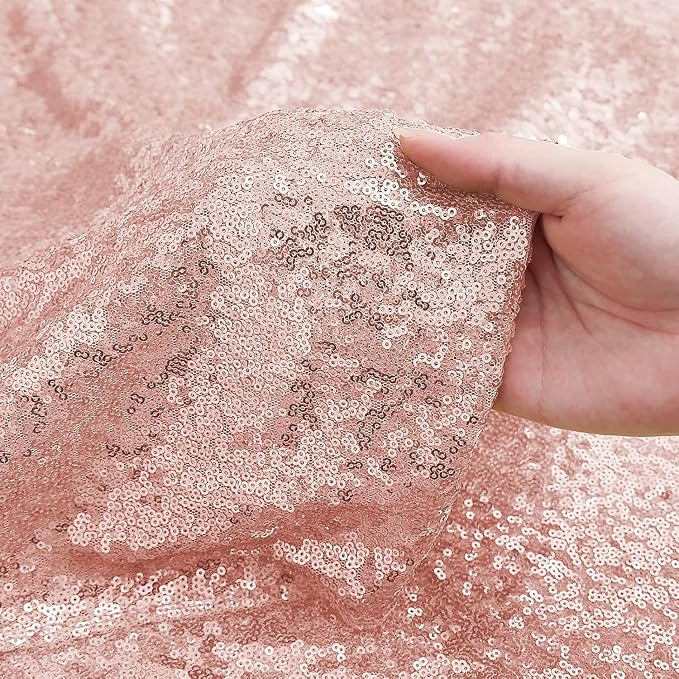 Sugargirl Rose Gold Sequin Backdrop Curtain 4FTx8FT Glitter Rose Gold - Image 5