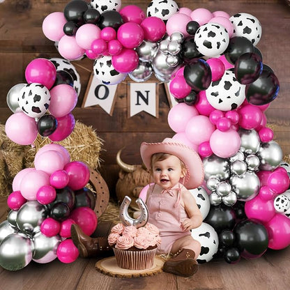 Hot Pink and Black Balloons Arch Kit, Cowgirl Farm Birthday Decoration western - Image 3
