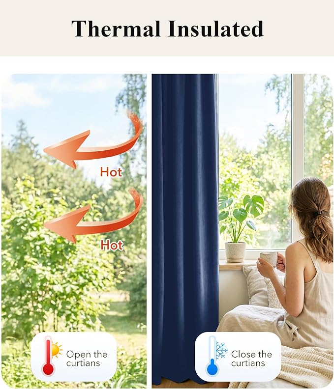 Navy Blue Velvet Blackout Curtains - Image 6