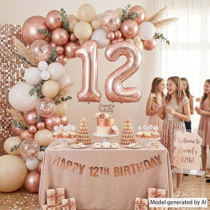 Rose Gold Number 12 Balloon 40 Inch, Stunning Blush Foil - Image 2