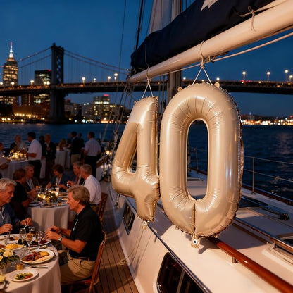 Beige Number 40 Balloons 40 Inch Giant Beige 40 Foil Mylar Balloons - Image 5