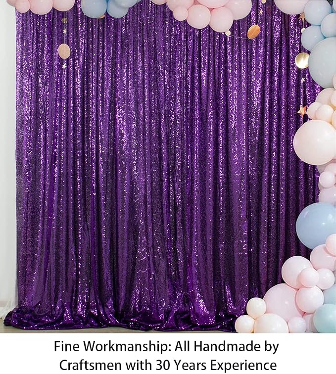 ShinyBeauty 4FTx6FT Purple Sequin Backdrops - Image 3