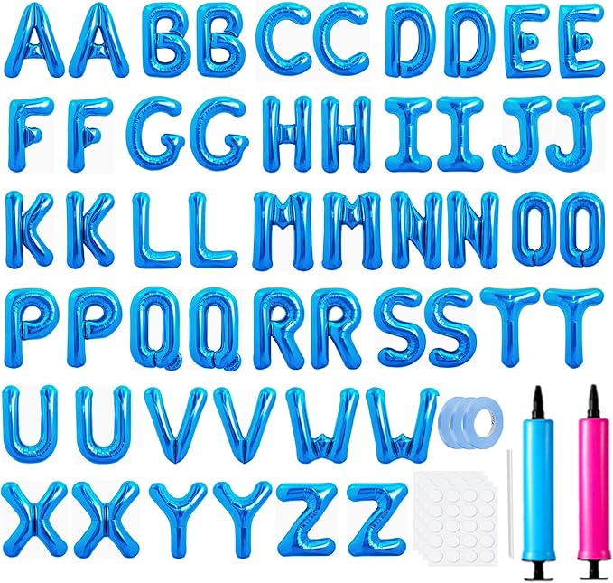 LIOZEOKUN Letter Balloons 16 Inch Alphabet A-Z Mylar Foil Balloons 2 Set by LIOZEOKUN