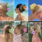 Flower Hair Clips 6 PCS Hawaiian Claw Clips for Vacation Hibiscus Hair Claw Clips Cute Large Hair Clips for Thick and Thin Hair Plumeria Hair Accessories for Women Girls -Petal