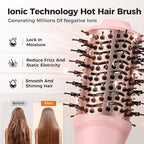 slopehill Mini Travel Dual Voltage Hair Dryer Brush,1000 Watts Hot Air Brush with European Plug, Ionic Hair Dryer and Styler for Women, Oval Barrel 2 Heat & 2 Speed for International Travel Pink