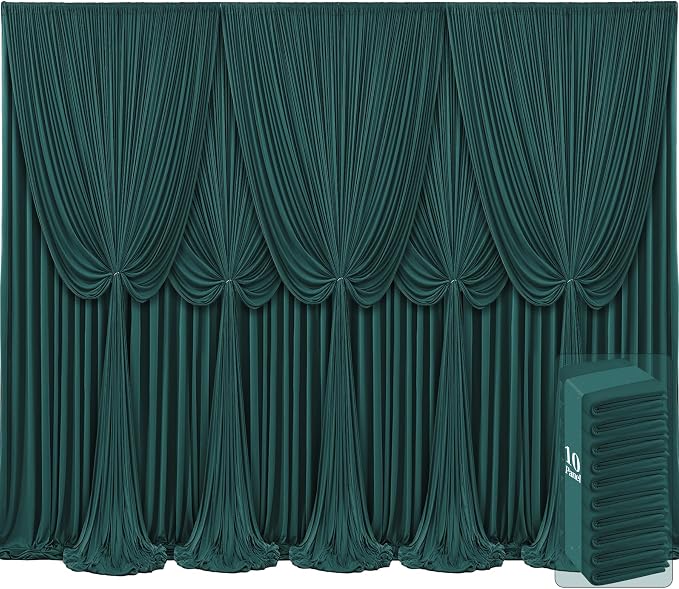 10 Panels Hunter Green Backdrop Curtains by Tao-GePartyDecorations