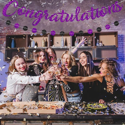Purple Congratulations Banner Sign Prestrung Congrats Banner Garland - Image 5