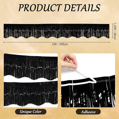 LOLStar Black Foil Fringe Tinsel Garland, Tinsel Streamers Banner, 6 Pack | - Image 3
