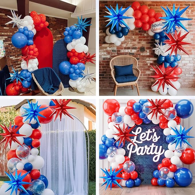 Red Blue Star Balloons, 22/27 Inch Blue And Red Star Shaped Balloons, Aluminum - Image 7