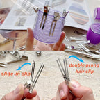 65 Pcs Metal Silver Hair Clips for Women Pin Curl Roller, 1.8” Double Prong Root Lift Clips for Curly Hair Volume, Locs Retwist Dreads, Curler Setting Clippies for Thick Styling Sectioning