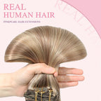 PINKPEARL Clip in Hair Extensions Real Human Hair #10/16/16 Golden Brown to Caramel Blonde Human Hair Clip in Hair Extensions 7pcs 120g 14inch Human Hair Extensios Clip ins(#10/16/16-14)