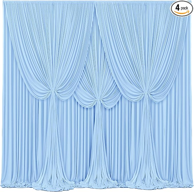 4 Panels Baby Blue Backdrop Curtains by Tao-GePartyDecorations