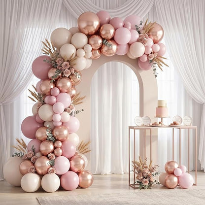 Dusty Pink Beige Balloon, 55 Packs 12 Inch Double Stuffed Retro Baby Pink and - Image 3
