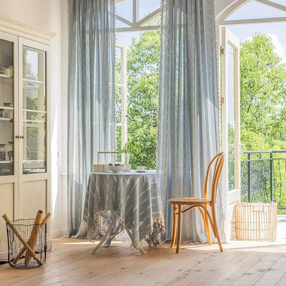 Boho Embroidery Striped Farmhouse Curtains - Image 4