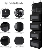 Giraffe Creation Over Door Organizer with 4 Large Capacity Pockets, Hanging Organizer Storage for Closet Bathroom Nursery Bedroom Dorm, Toys Cosmetics Sundries and Baby Essentials, Black