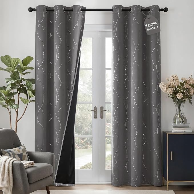 Deconovo 100% Blackout Living Room Curtains 84 Inches Long, Thermal Insulated by Unknown