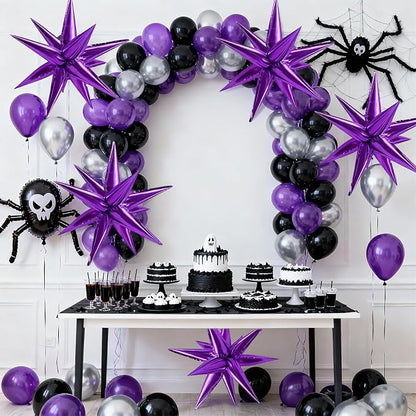 Purple Balloons Mylar Star Balloon 60Pcs Foil Spike Balloons Explosion Large - Image 6