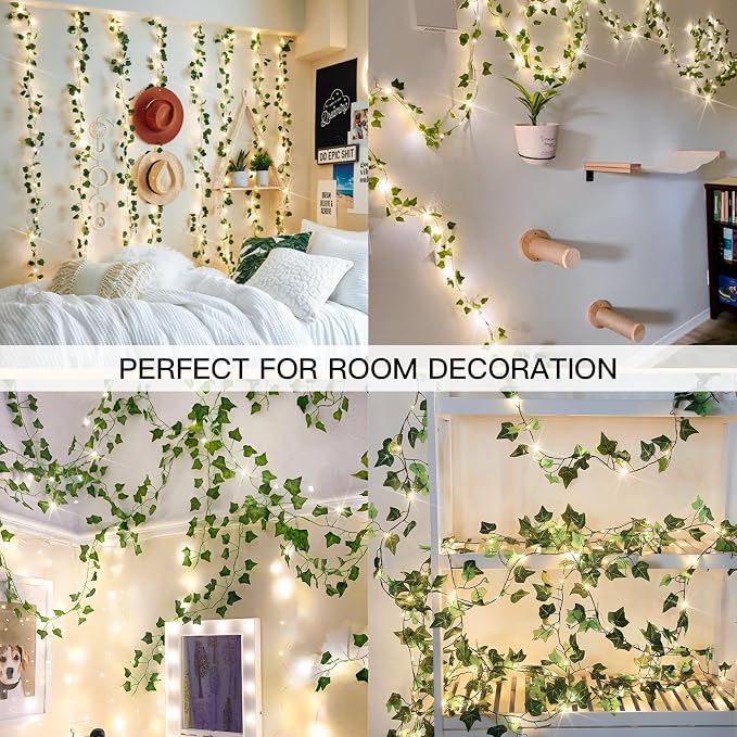 33FT 100 LED Ivy Vine with Fairy Lights Plug in Clear Wire | Connectable String - Image 2