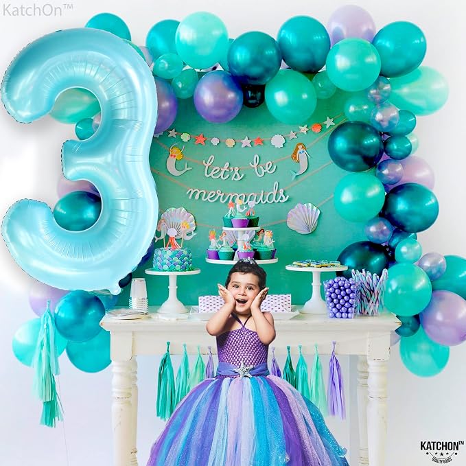 KatchOn Light Blue Number 3 Balloon 40 Inch | Blue 3 Balloon Number - Image 6