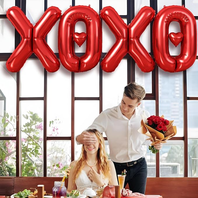 40 Inch Large Red XOXO Balloons, XOXO Letters Foil Balloons - Image 5