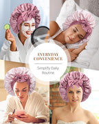 AWAYTR Silk Bonnet for Sleeping Women 100% Mulberry Silk Bonnet with Band 2 Layer Reversible Hair Bonnet Sleeping Hair Wrap (Silk, Dust rose/Pink)