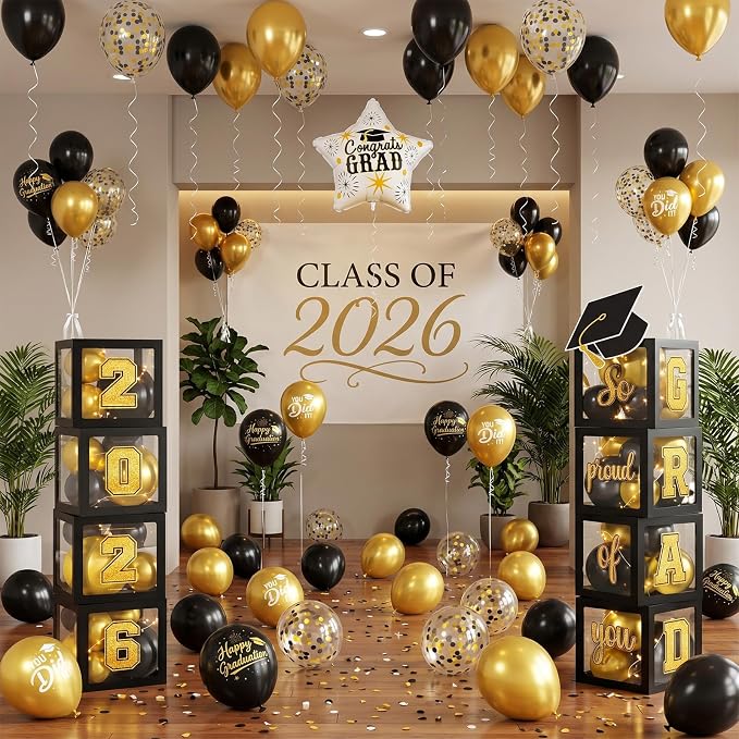 Graduation Decorations Class of 2026-Black and Gold Graduation Party - Image 6