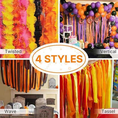 PartyWoo Light Orange Baby Burnt White Crepe Paper Streamers 6pcs 492 FT | - Image 5